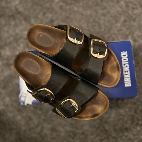 BIRKENSTOCK Arizona Big Buckle Slide Sandals in Black SIZE 7 - 7 1/2 (38) - Picture 3 of 13
